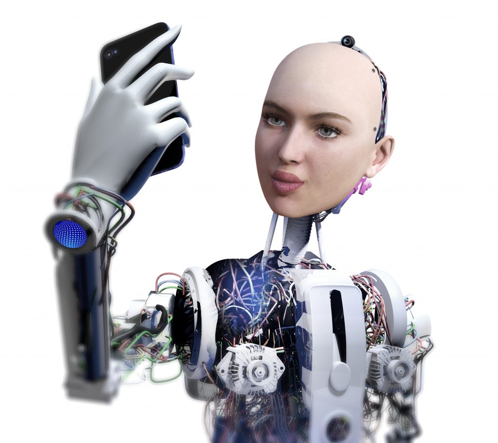 Robot taking a selfie