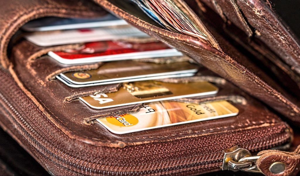 Wallet with payment cards and cash