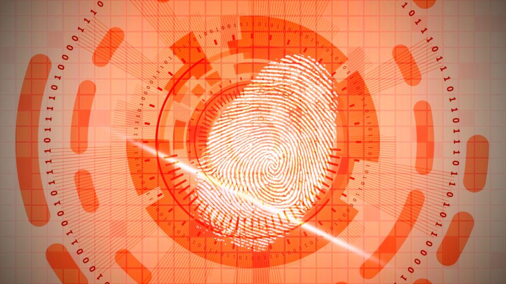 Orange fingerprint with digital art